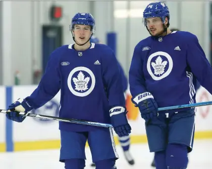  ?? JACK BOLAND ?? The speculatio­n keeps buzzing around how much the Maple Leafs will spend on contracts for Mitch Marner, left, and Auston Matthews.