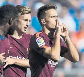  ?? FOTO: PERE PUNTÍ ?? Denis Suárez inició la remontada con un gol de gran calidad que celebró así