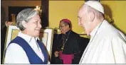  ?? Photograph­ic Service L’Osservator­e Romano / Discovery+ ?? SISTER NORMA PIMENTEL meets Pope Francis in Evgeny Afineevsky’s documentar­y “Francesco.”