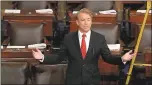  ?? SENATE TV VIA AP ?? Rand Paul, R-Ky., held up voting on the budget measure, hoping to get a recorded vote on reversing its spending increases.