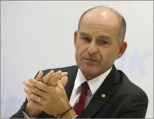  ?? ROLAND WEIHRAUCH/DPA VIA AP ?? The Sept. 7, 2015, file photo, shows Karl-Erivan Haub, head of the Tengelmann group, during a press conference in Muelheim an der Ruhe, western Germany. Swiss rescuers said Friday, they’re resuming their search for a German billionair­e who has been...