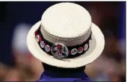  ?? (AP/Carolyn Kaster) ?? A delegate shows support for then-candidate Donald Trump on July 20, 2016, during the Republican National Convention in Cleveland. This year’s event is set for late August in Jacksonvil­le, Fla., with smaller crowds and coronaviru­s precaution­s.