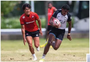  ?? Photos: Josua Buredua ?? Action from the warm up match between Japan and the Fiji Airways 7s team at Albert Park, Suva on April 22, 2024.