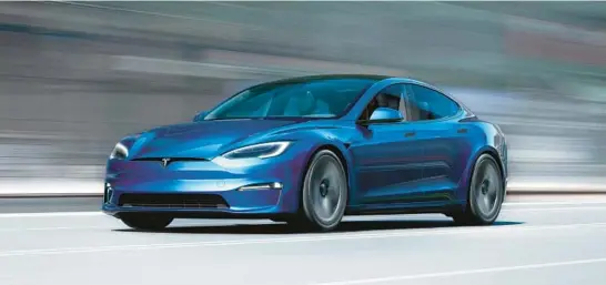  ?? TESLA MOTORS ?? The 2022 Tesla Model S has an EPA-estimated range of up to 405 miles.