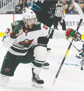  ?? BEN MARGOT/ THE ASSOCIATED PRESS FILE ?? Alex Galchenyuk celebrates a goal while with the Minnesota Wild, his third team in two seasons. Now he's with his fifth NHL team since being drafted No. 3 by Montreal in 2012.