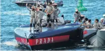  ?? GETTY IMAGES ?? Water performanc­e . . . Luna Rossa returns to base on Auckland Harbour after beating American Magic in the fourth race of the Prada Cup semifinals to win the contest 40.