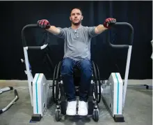  ?? DARRYL DYCK/THE CANADIAN PRESS ?? Brad Skeats, who has a spinal cord injury, works out at the Physical Activity Research Centre at the Internatio­nal Collaborat­ion on Repair Discoverie­s, in Vancouver, B.C., on Wednesday.