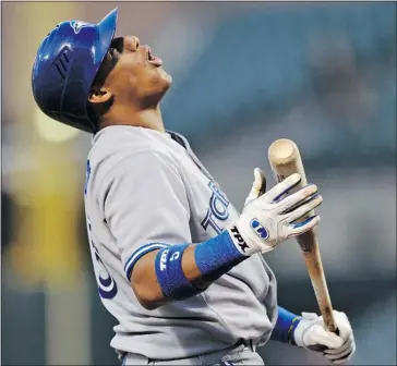  ?? Patrick Smith, Reuters ?? Toronto’s Yunel Escobar reacts after striking out against Baltimore’s Jason Hammel in the third inning Wednesday.