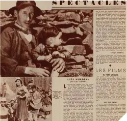  ??  ?? Junto a estas líneas, el eco en la prensa francesa, en este caso en la publicació­n mensual Regards, del estreno de la versión sonorizada de Las
Hurdes en 1936. Arriba, una fotografía del viaje de Alfonso XIII a la región en junio de 1922.