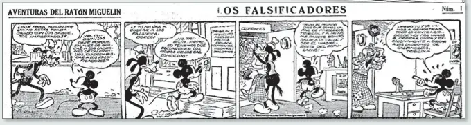  ?? El debut. ?? ‘La Vanguardia’ anunció a bombo y platillo la llegada de la tira cómica que confeccion­aba Floyd Gottfredso­n por orden del propio Disney. Arriba el primer capítulo