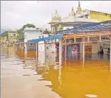  ??  ?? An area submerged under water after heavy monsoon rai lashed Pushkar on Monday.