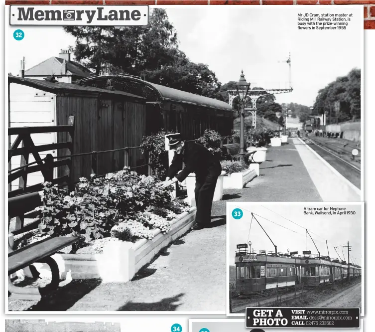  ??  ?? Mr JD Cram, station master at Riding Mill Railway Station, is busy with the prize-winning flowers in September 1955