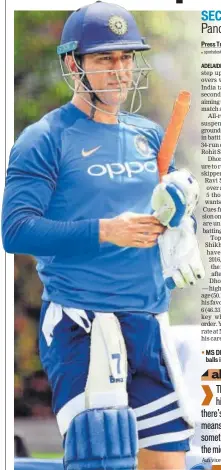  ?? AFP ?? MS Dhoni scored 51 off 96 balls in the Sydney ODI.