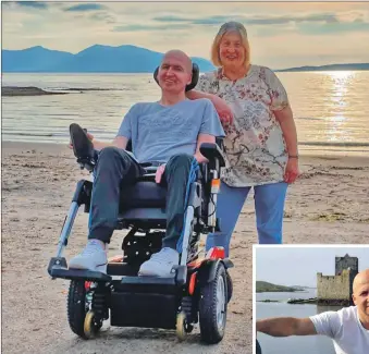  ??  ?? Brian with his mum Annie at Ganavan just a few weeks ago; Brian with his sister Tia; and below, Brian on his much-loved Barra. He had hoped to visit his family home one more time.