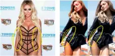  ??  ?? Aubrey O’day cinches in her waist in an image of herself in a corset. Zendaya called out Modeliste magazine for making her appear slimmer in a photo shoot.