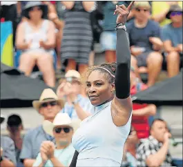  ?? Picture: GETTY IMAGES ?? I’M BACK: US star Serena Williams acknowledg­es the crowd after winning her match against France’s Pauline Parmentier in Auckland, New Zealand