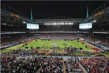  ?? Getty Images file photo ?? This year’s Super Bowl undoubtedl­y will look a bit different from last February’s Super Bowl LIV between the San Francisco 49ers and Kansas City Chiefs in Miami. Attendance this year will be limited to 22,000 people.