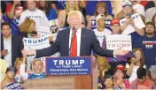  ?? GREG SORBER/JOURNAL ?? Then-candidate Donald Trump speaks at an Albuquerqu­e rally in 2016. He has received more than $250,000 from New Mexico residents for his reelection bid.