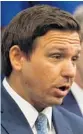  ?? RICARDO RAMIREZ BUXEDA/ORLANDO SENTINEL ?? Gov. Ron DeSantis holds a news conference at the Polk County Sheriff’s Office on Monday.