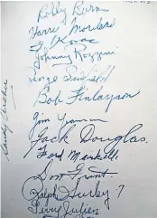 ?? ?? Autographs of the Dundee Tigers players circa 1950. See above.