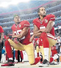  ?? MARCIO JOSE SANCHEZ/THE ASSOCIATED PRESS FILE PHOTO ?? The men who started the protests, Colin Kaepernick and Eric Reid, are now both suing the league for collusion.