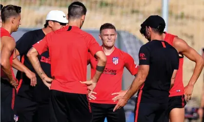  ??  ?? Kieran Trippier attends his first training session as an Atlético Madrid player. Photograph: Juanjo Martin/EPA
