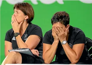  ?? PHOTO: PHOTOSPORT ?? Head coach Janine Southby (left) and her assistant Yvette McCausland-Durie will come under much scrutiny in Netball NZ’s review of the disastrous Commonweal­th Games campaign.
