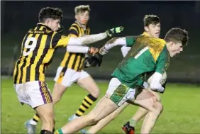  ??  ?? Ciarán Regan of Na Laochra making tracks for goal.