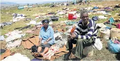  ??  ?? Protus Mkhize, 61 and his partner Dorris Dladla, 74, were left homeless after the tornado swept away their house at eMpolweni.