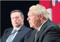  ?? SEAN KILPATRICK THE CANADIAN PRESS ?? Premier Doug Ford dismissed questions about a national pharmacare program at a news conference in Ottawa on Friday.