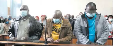  ?? ?? Three of the four accused, Sipho Mkhatshwa, Philemon Lukhele and Albert Gama.