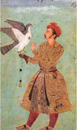  ?? Wikimedia Commons; Musée Condé ?? ‘Emperor Akbar’, with a bird of prey, from around 1600, at the Los Angeles County Museum of Art, left; ‘Chasse au héron’, below, by Eugene Fromentin