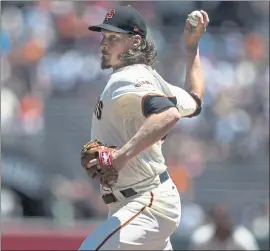  ?? PATRICK TEHAN — STAFF PHOTOGRAPH­ER ?? Giants right-hander Jeff Samardzija, an 11-year veteran, is known to throw seven or eight types of pitches in a game. He’s been working on getting more bite from the curveball.