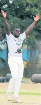  ?? LENNOX ALDRED ?? Left-arm spinner Jeavor Royal took three wickets for Bushy Park/Church Pen in their 28-run win over Old Harbour in the SDC National Community T20 competitio­n at Chedwin Park on Sunday.