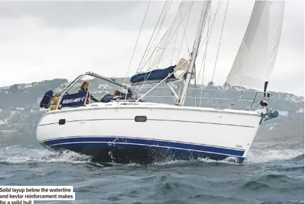  ??  ?? Solid layup below the waterline and kevlar reinforcem­ent makes for a solid hull