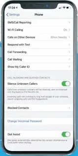  ??  ?? Annoying robocalls are a thing of the past thanks to the new Silence Unknown Callers option.