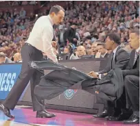  ?? CHUCK BURTON/ASSOCIATED PRESS ?? Duke coach Mike Krzyzewski flings his jacket during the Blue Devils’ loss to South Carolina.