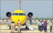  ?? HT FILE PHOTO ?? Passengers at Kishangarh airport.