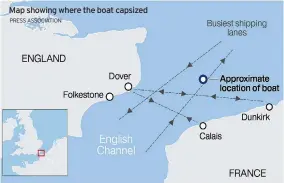  ?? PRESS ASSOCIATIO­N ?? Map showing where the boat capsized