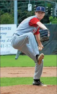  ?? KYLE MENNIG — ONEIDA DAILY DISPATCH ?? Sherrill Post’s Connor VanDreason winds up to throw a pitch to a Binghamton Post batter.