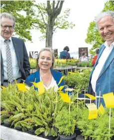  ?? FOTO: SUSI DONNER ?? Freuen sich auf die Gartentage (von links): Theo Keller, Christine Urspruch und Robert Sulzberger.