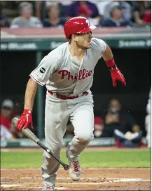  ?? PHIL LONG — THE ASSOCIATED PRESS ?? Phillies catcher J.T. Realmuto is suffering from right knee soreness.