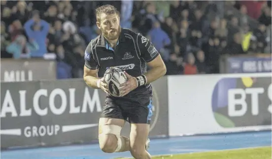  ??  ?? Winger Tommy Seymour starts one game earlier than Glasgow coach Dave Rennie anticipate­d as the injury-hit Warriors look to maintain their winning start to the season in Cardiff this evening.