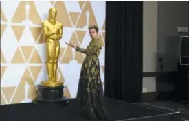  ?? PHOTO BY JORDAN STRAUSS — INVISION — AP ?? Frances McDormand, winner of the award for best performanc­e by an actress in a leading role for “Three Billboards Outside Ebbing, Missouri”, poses in the press room at