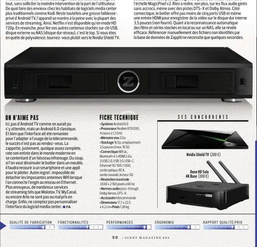  ??  ?? Nvidia Shield TV Dune HD Solo 4K Base (300 €) (200 €)