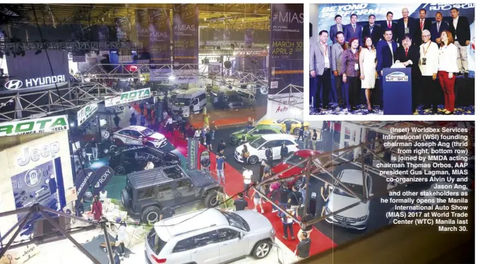  ??  ?? Now on its 13th year, the Philippine­s’ biggest motor show takes the centerstag­e in the largest venue since its establishm­ent, the sprawling 34,000sqm space of the World Trade Center (WTC) and Philippine Trade Training Center (Inset) Worldbex Services...