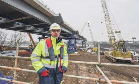  ??  ?? Constructi­on of the new bridge over the River Wear at Sunderland. Project Director Stephen McCaffrey