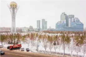  ??  ?? Can’t see the wood for the freeze … winter temperatur­es in Astana hover around -20C. Photograph: 1001slide/Getty Images