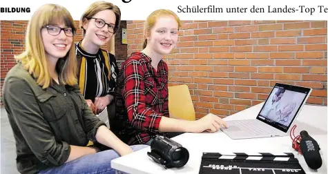  ?? BILD: W. A. MEYER ?? Filmwettbe­werb (von links): Tomke Albrecht, Josephine Daries und Sintje Krause von der KGS Rastede