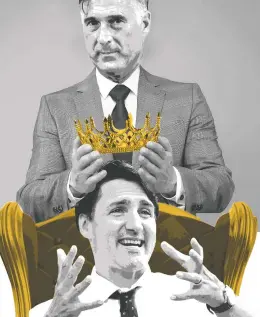  ?? POSTMEDIA PHOTO ILLUSTRATI­ON ?? An illustrati­on shows People's Party Leader Maxime Bernier placing a crown on Liberal Leader Justin Trudeau's head. A high turnout by PPC supporters could serve as a major
political disruption and lead to another Liberal government, Michael Taube writes.